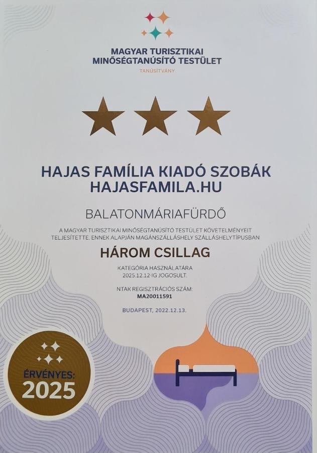 Hajas Família Kiadó Szobák Balatonmáriafürdő Esterno foto